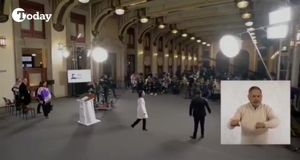 قطع سخنرانی رئیس جمهور بخاطر زمین لرزه شدید + فیلم